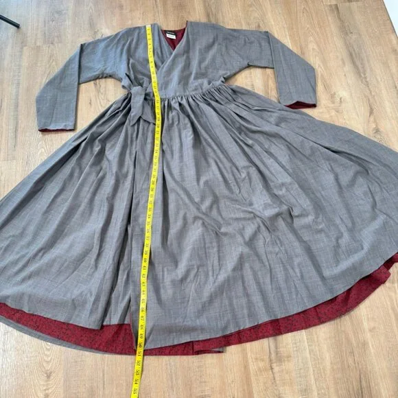 Eskandar Grey Plaid Wool Maxi Dress Long Sleeve Modest Long Sleeve Sz 1 = US 10 - Picture 5 of 12